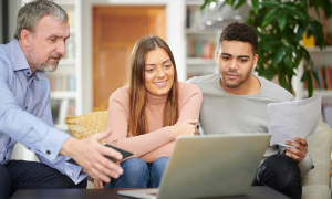 Accountant meeting with clients